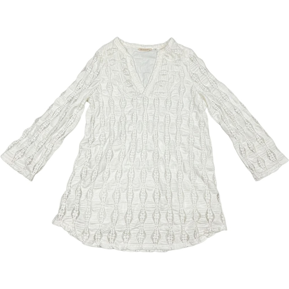 Soft Surroundings White Textured Bubble Gauze peasant Tunic Top Medium